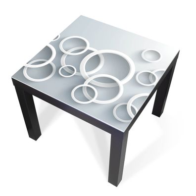 Design-Abdeckung für Tisch - selbstkl. Möbelfolie oder Glasplatte Weiße Ringe