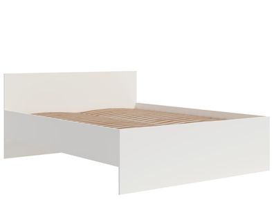 BETTSO Modernes weißes Bett MAXIVO mit hohem Kopfteil und Holzrahmen
