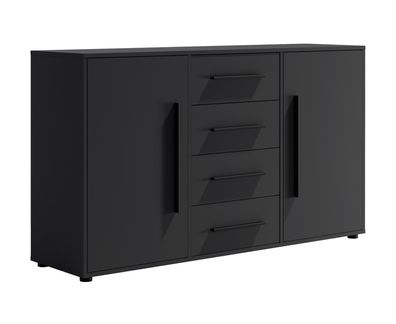 BETTSO Moderne schwarze zweitürige Kommode MAXIVO für das Schlafzimmer