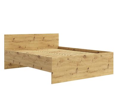BETTSO Modernes Eichenhandwerksbett MAXIVO mit hohem Kopfteil und Holzrahmen