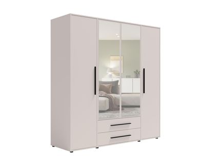 BETTSO Viertüriger Kleiderschrank Cashmere mit Auszug MAXIVO kippbar mit Spiegel