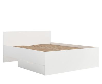 BETTSO Modernes weißes Bett MAXIVO mit Bettzeugbehälter und Holzrahmen