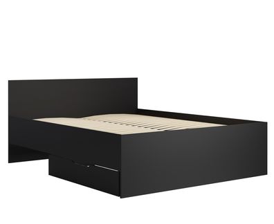 BETTSO Modernes schwarzes Bett MAXIVO mit Bettzeugbehälter und Holzrahmen