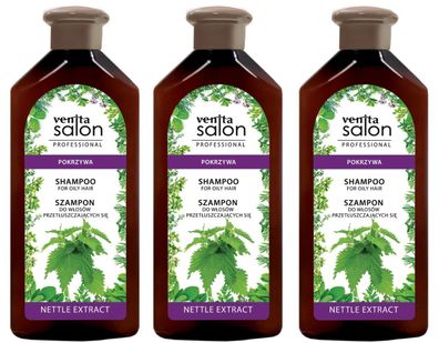 Shampoo Brennnessel fettiges Haar 3 x 500 ml Venita Haarshampoo Salon Professional