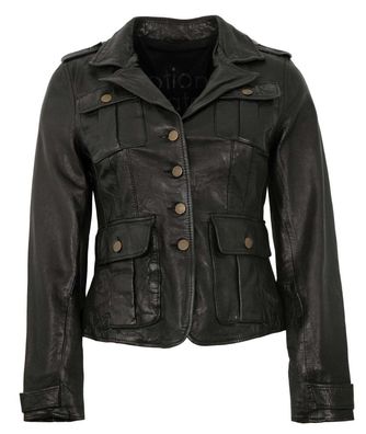 Freaky Nation - Damen Lederjacke Lammnappa schwarz