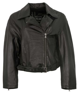 Freaky Nation - Damen Lederjacke Oversized-Look Lammnappa schwarz