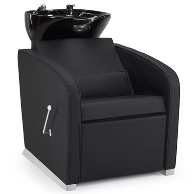 BarberPub Friseurstuhl mit Waschbecken 8679 (Schwarz/Kunstleder)