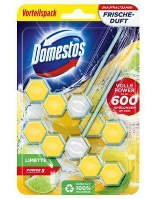 Domestos WC Reinigungsstein Zitrone, 2 Stueck fuer langanhaltende Hygiene