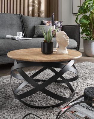 Couchtisch 70cm 'Lissabon' Wildeiche Stahl schwarz