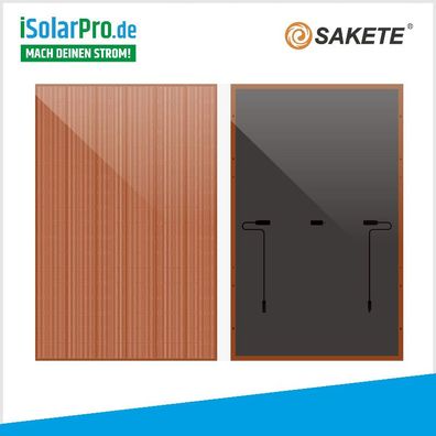 360W SAKETE Terracotta TOPCon Mono Half Cell PV-Module Solarmodule 1722x1134x30 Phot