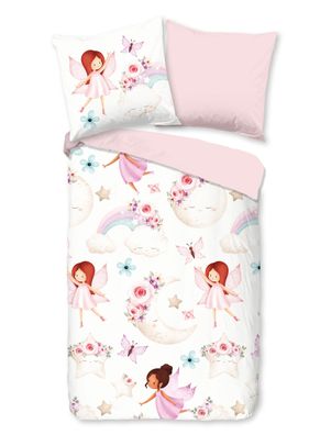 Good Morning Kinder Bettwäsche 135x200 Lucia Feen Sterne Mond Rosen rosa 31166