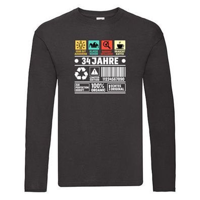 34. Geburtstag | 34 Jahre | Humor | Limited Edition v2 Long Sleeve Schwarz