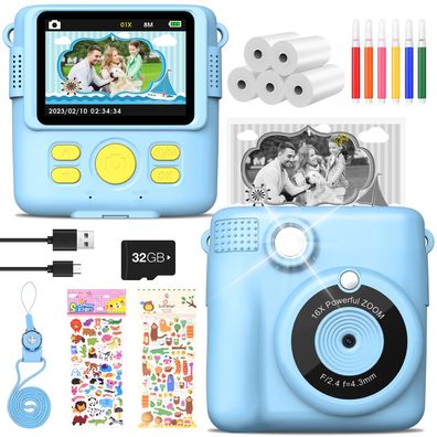 Kinderkamera Sofortbild 1080P Blau – Geschenk für 3-12 Jahre Default Title