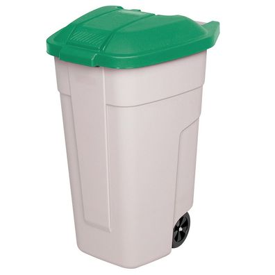 Wertstoffsammler, 100 Liter, Korpus beige, Deckel grün, HxBxT 850x510x550 mm