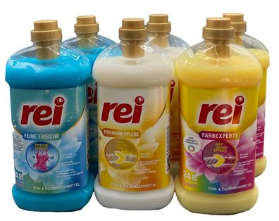 6 x 1,08L rei Fein- & Colorwaschmittel Farbexperte, Feine Frische und Premium Pflege