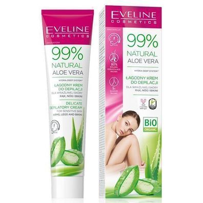 Eveline Cosmetics Aloe Vera Enthaarungscreme - 99% natuerliche Formulierung, sanf