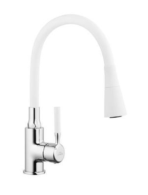 Küchenarmatur Wasserhahn POGO Küchenmischer mit flexiblen Auslauf für Küche in Weiß