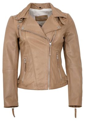 Freaky Nation - Damen Lederjacke Bikerjacke Lammnappa iced coffee