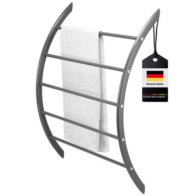 bremermann Handtuchhalter zur Wandmontage mit 5 Stangen aus Metall grau lackiert