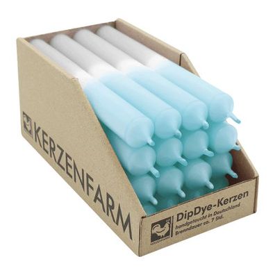 DIP DYE Stabkerzen aus Paraffin, 180/22 mm, Eisblau-Grau, Kerzenfarm HAHN, Brenndauer