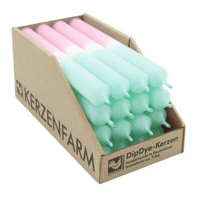 DIP DYE Stabkerzen aus Paraffin, 180/22 mm, Mint-Pastellaltrosa, Kerzenfarm HAHN, Bre
