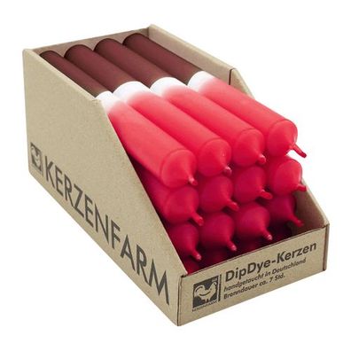DIP DYE Stabkerzen aus Paraffin, 180/22 mm, Weihnachtsrot-Dunkelrot, Kerzenfarm HAHN,