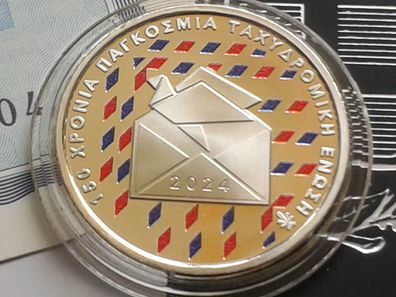 6 euro 2024 PP Griechenland Weltpostverein Postal union 10g 925er Sterlingsilber