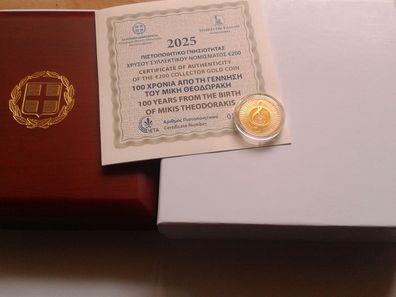 200 euro 2025 PP Griechenland Mikis Theodorakis 7,98g Gold 917er - nur 750 Ex