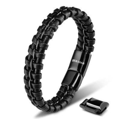 Serasar, lederarmband "joy" für herren, mit magnetverschluss