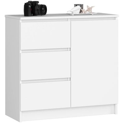 Kommode Wohnzimmer Jerry 3 Schubladen Schrank 2 Einlegeböden und 1 Tür 80x77x35 cm