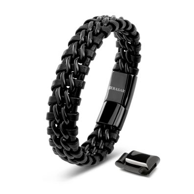 Serasar, lederarmband "steel" für herren, mit magnetverschluss