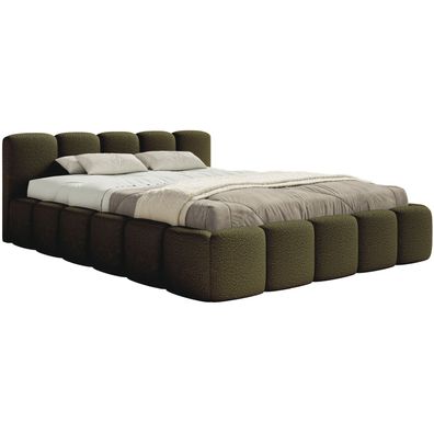 Selsey Cloudy Low - Polsterbett 180x200 mit Bettkasten und Metall-Lattenrost, olivgrü