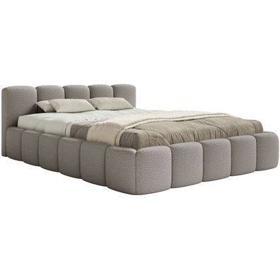 Selsey Cloudy Low - Polsterbett 200x200 mit Holzlattenrost, grau Bouclé