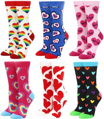 Love & Heart Socken - 6er-Pack für Damen & Kinder in 3/4-Länge