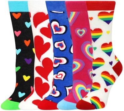 Love & Heart Socken - 5er-Pack für Damen & Kinder in 3/4-Länge