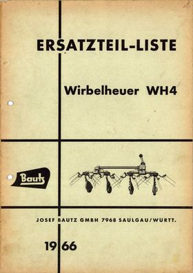 Ersatzteil-Liste Bautz Wirbelheuer WH 4 Lagerspuren
