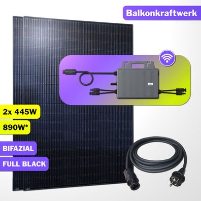 890W Balkonkraftwerk JA Solar Bifazial Photovoltaik Solaranlage Steckerfertig
