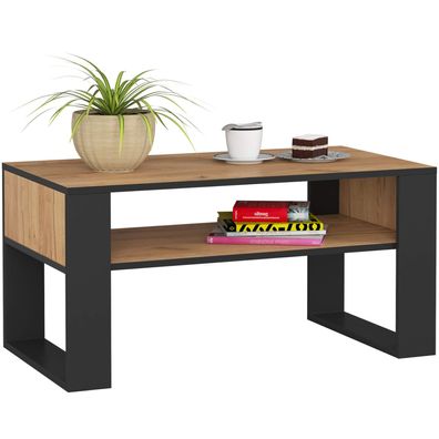 AKORD Couchtisch Holz mit einem Regal 92x45x53cm Für Wohnzimmer Schlafzimmer Schrank
