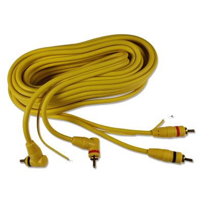 Stereo Cinchkabel 5m mit Remoteleitung | 90° RCA gewinkelt | Gelb | Audio