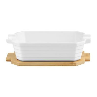 Porzellanform mit Bambusblech Blanc rechteckig Ambition