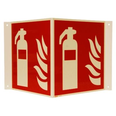 Feuerlöscher Winkelschild 200x200 mm langnachleuchtend