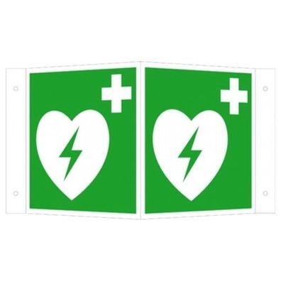 Defibrillator Winkelschild 200x200 mm - Hart PVC