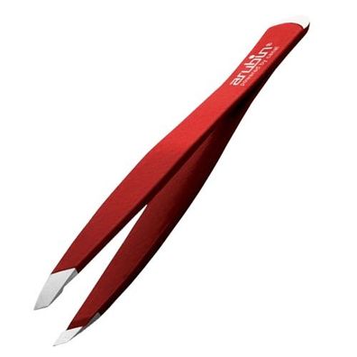 Pinzette schräg mit Nagelhautschieber weinrot