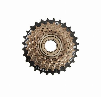 Freilaufzahnkranz Schraub 7 fach 14 28 Zähne braun Shimano MF TZ500
