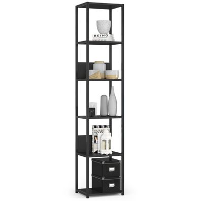 Bücherregal mit 6 Ablagen 40/50 cm Industrial Skelettbauweise Standregal Metall