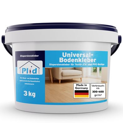 PLID® Bodenkleber 3kg (GERUCHSLOS] Universalkleber für PVC Teppich Vinyl CV Böden