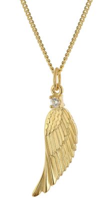 trendor Schmuck Damen-Halskette mit Engelsflügel 925 Silber Vergoldet 28572