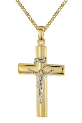 trendor Schmuck Kruzifix 925 Silber Vergoldet mit Halskette 28574