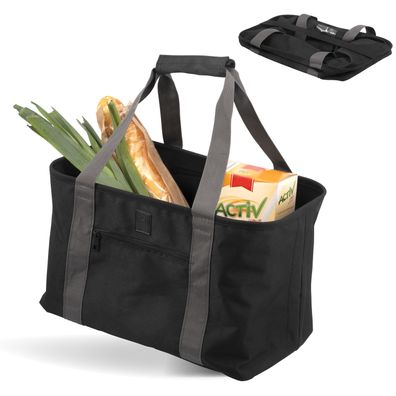 eluno Einkaufskorb STELLE, Einkaufstasche faltbar Picknickkorb Polyester schwarz