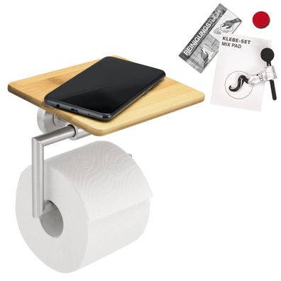 bremermann Bad-Serie PIAZZA BAMBUS - Toilettenpapierhalter 2in1 inkl. Klebeset